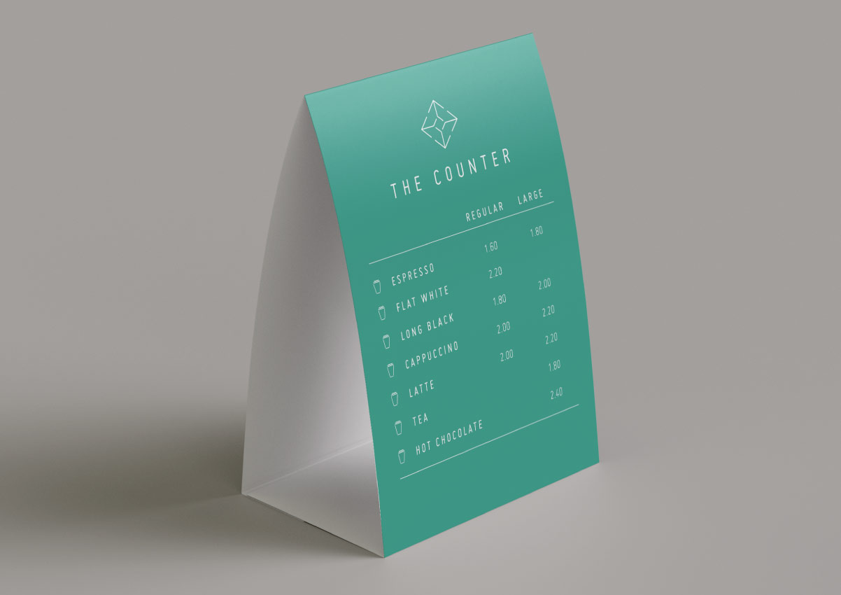 The Counter menu design